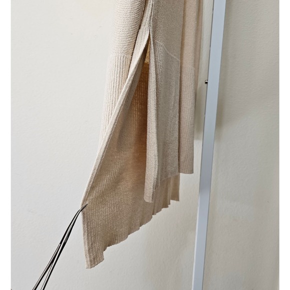 FREE PEOPLE Women's Criss Cross Pull-Over Cream Long Slit Tunic Sweater Sz L - Picture 4 of 14